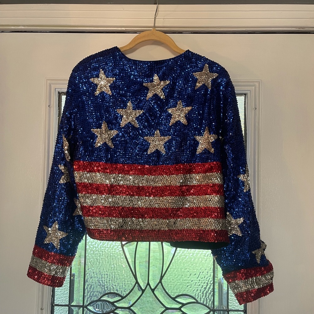 Vintage Red White Blue sequin USA jacket